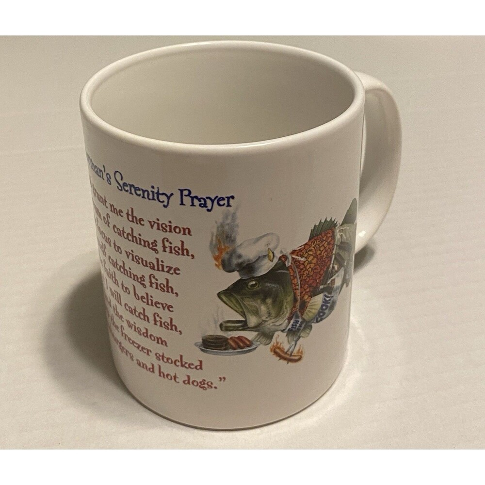 LEANIN’ TREE Fisherman’s Serenity Prayer Coffee Tea Mug Cup Spiritual Faith Fish